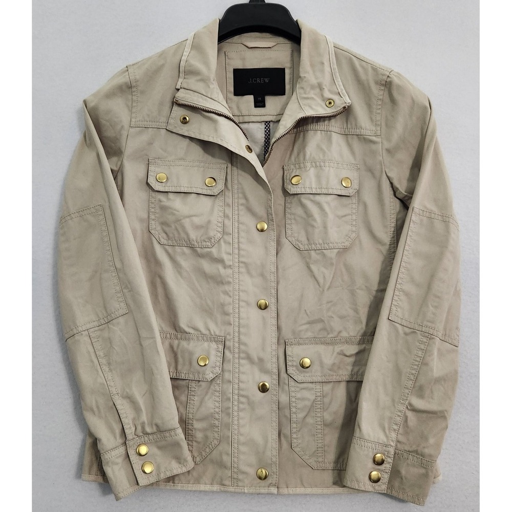 J Crew Relaxed Boyfriend Field Jacket Womens XS Beige Military Utility Gorpcore